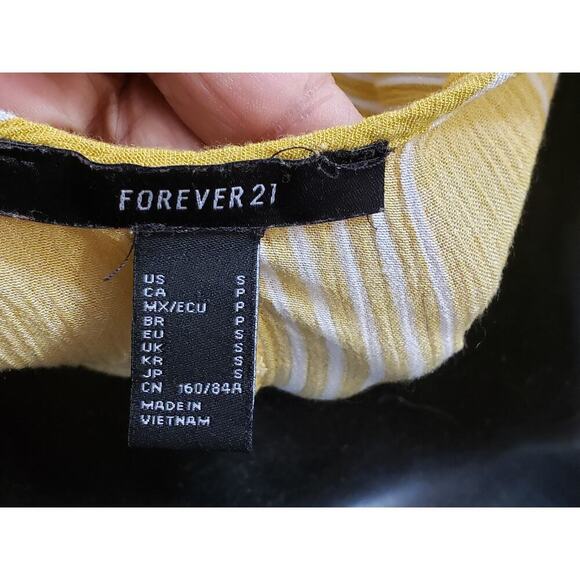 Forever21 Long Maxi Dress Women's S Yellow Striped Lurex Knit Adjustable Straps - Picture 6 of 9